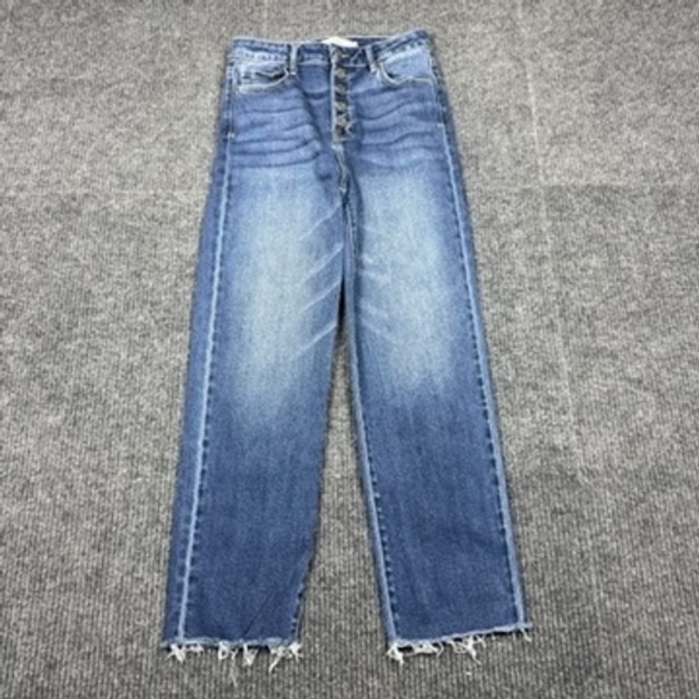 Hidden Jeans LA Womens Size 27 Straight Leg Button Fly Raw Hem Denim HD1446ST-DK